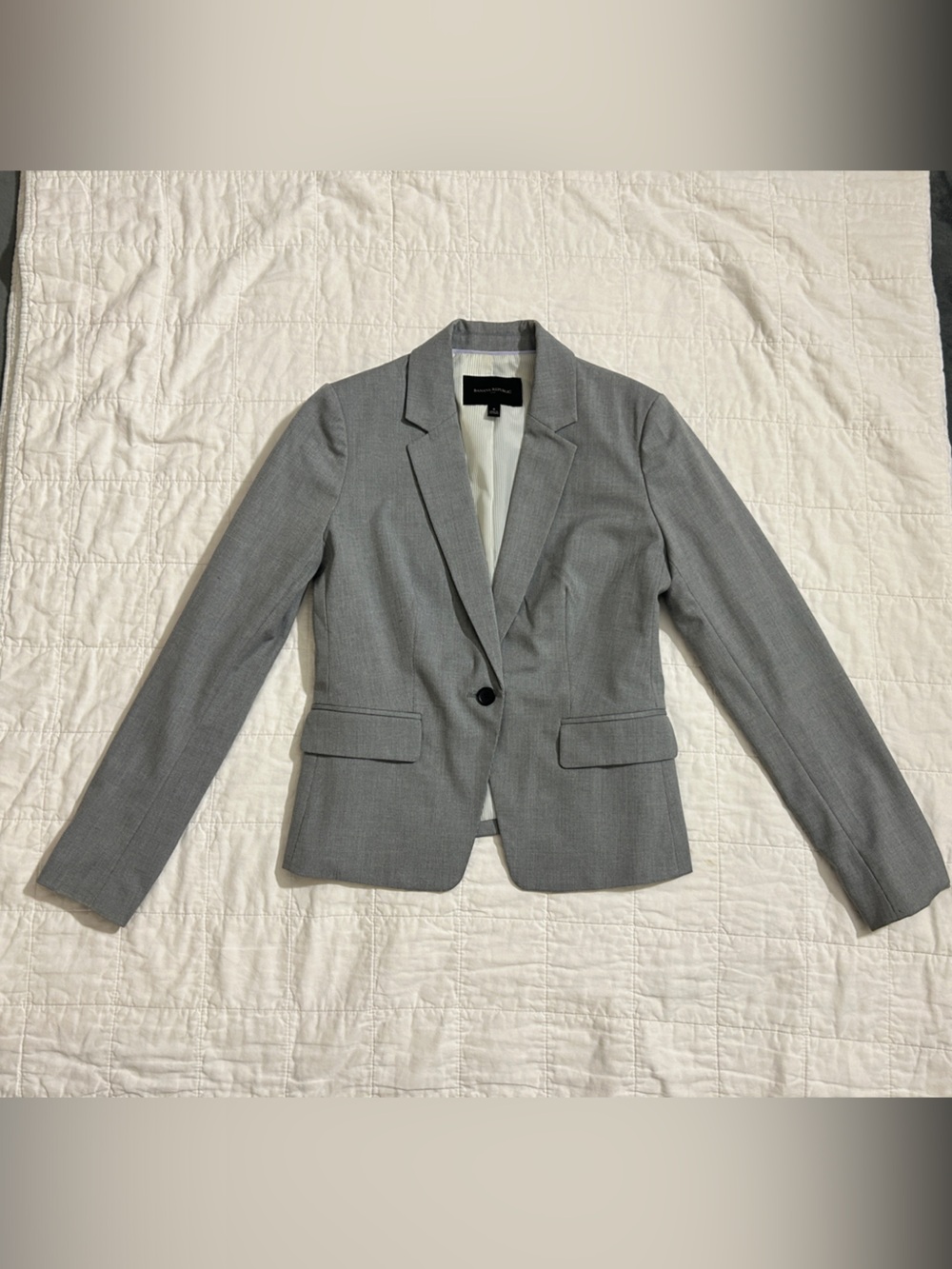 Banana Republic Light Gray Single-Button Tailored Blazer